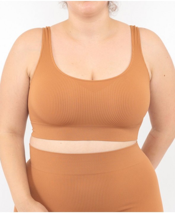 Gerippter Bralette - Kamel