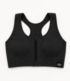 Bralette Sportiva Compressiva con Zip Frontale ad Alto Sostegno - Nero