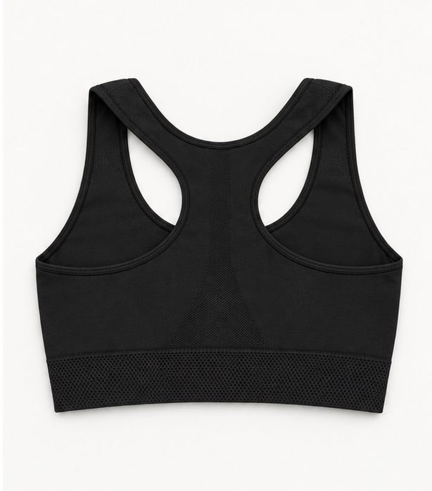 Kompressions-Sport-Bralette mit Frontreißverschluss und starkem Halt – Schwarz