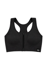 Kompressions-Sport-Bralette mit Frontreißverschluss und starkem Halt – Schwarz