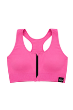 Kompressions-Sport-Bralette mit Frontreißverschluss und starkem Halt - Barbie Pink