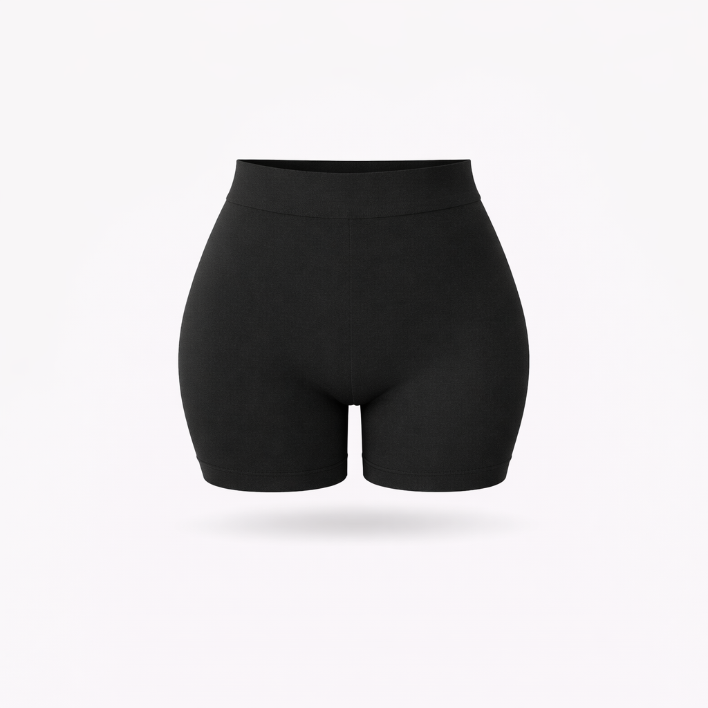 Shorts Vita Alta Nero Curvy per Taglie Forti | Leela Lab