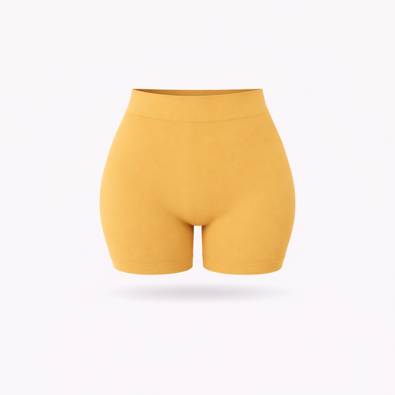 Shorts Vita Alta Ocra Curvy per Taglie Forti | Leela Lab