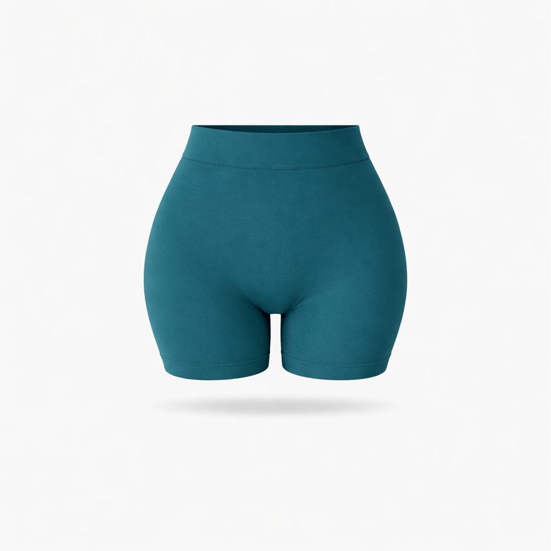 Shorts Vita Alta Verde Petrolio Curvy per Taglie Forti | Leela Lab