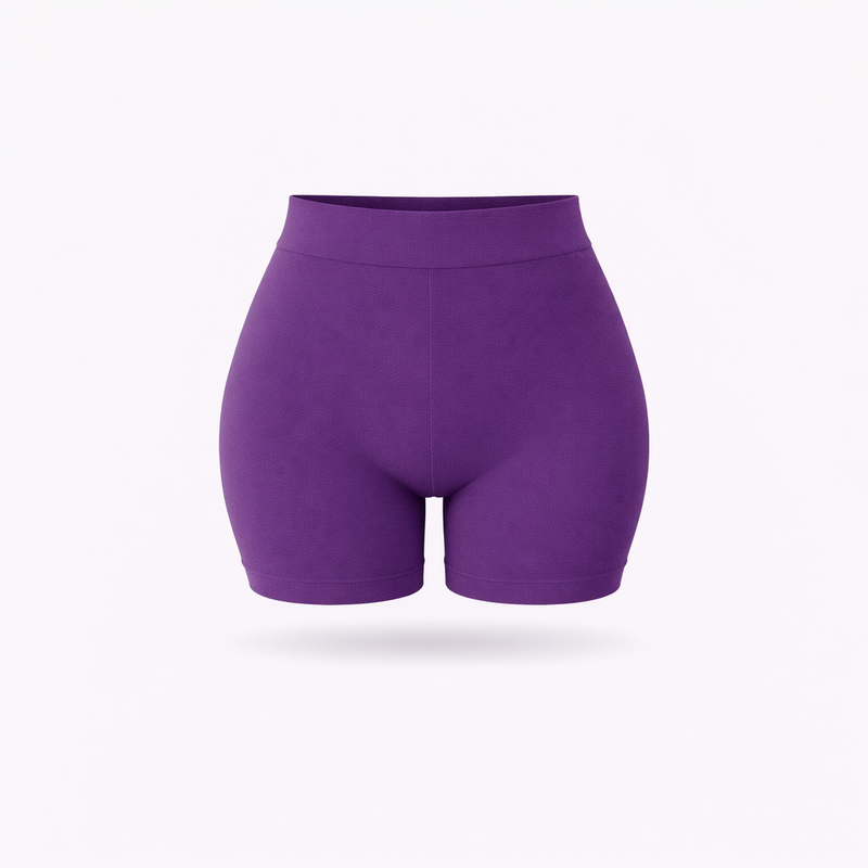 Shorts Vita Alta Viola Curvy per Taglie Forti | Leela Lab