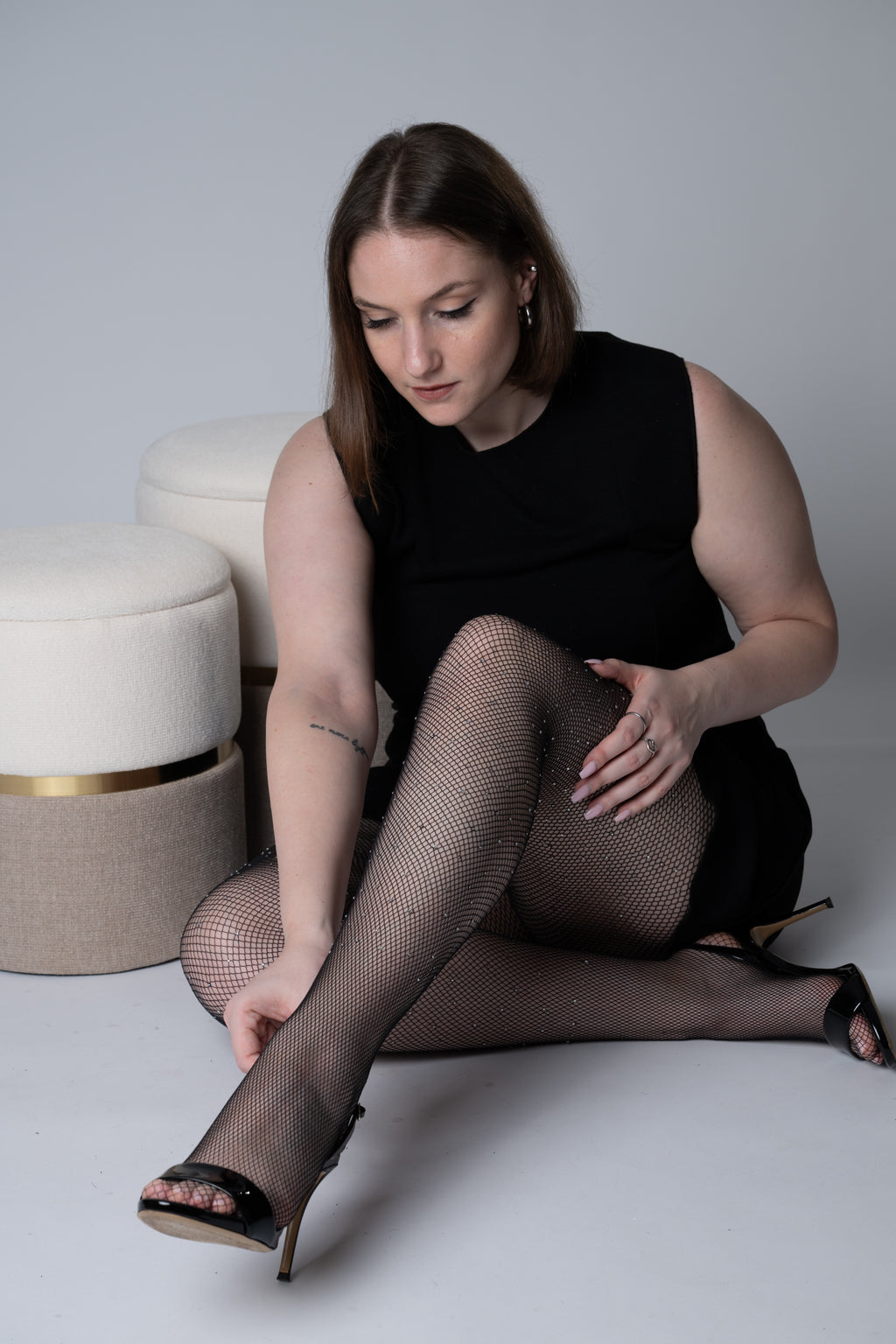 Collant Curvy Rete con Strass Indossato Taglie Forti | Leela Lab