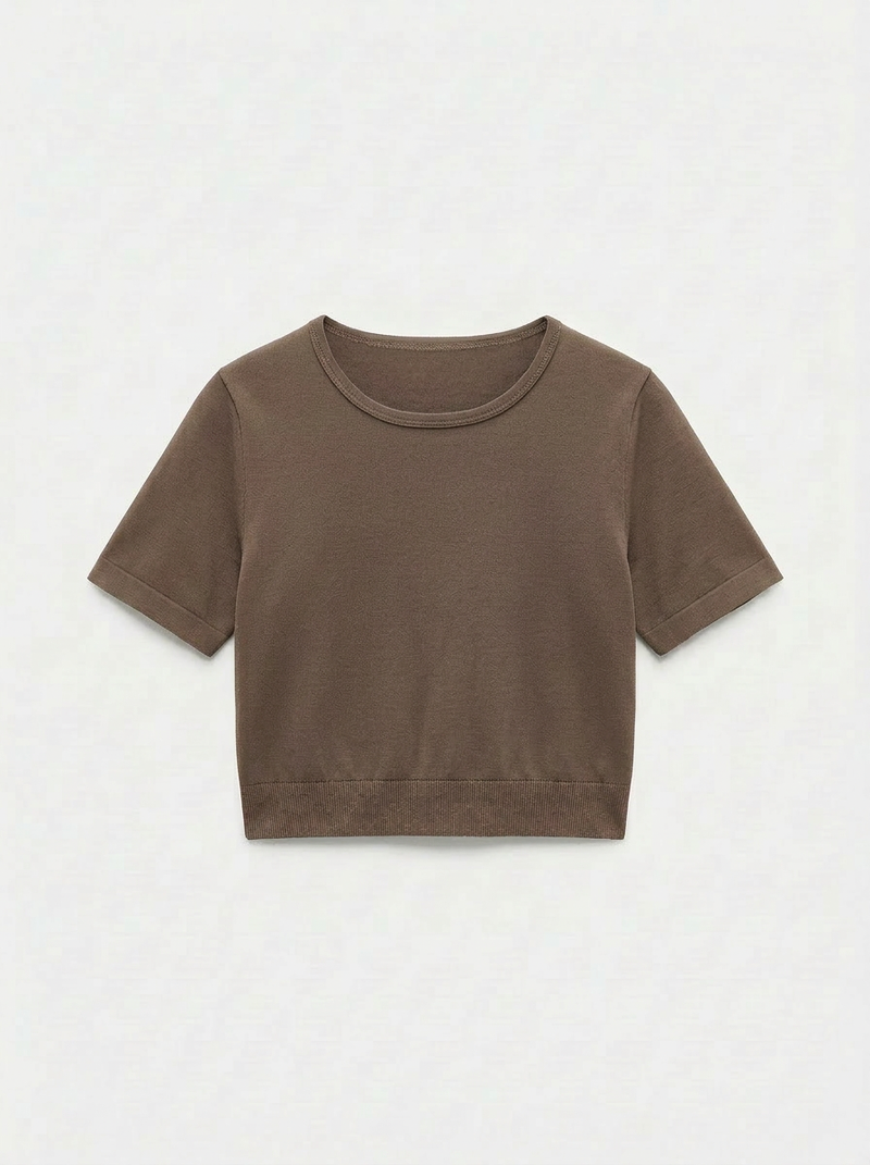 Crop Top Sportivo Chocolate Martini Curvy per Taglie Forti | Leela Lab