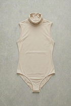 Ärmelloser Rollkragenbody – Puder