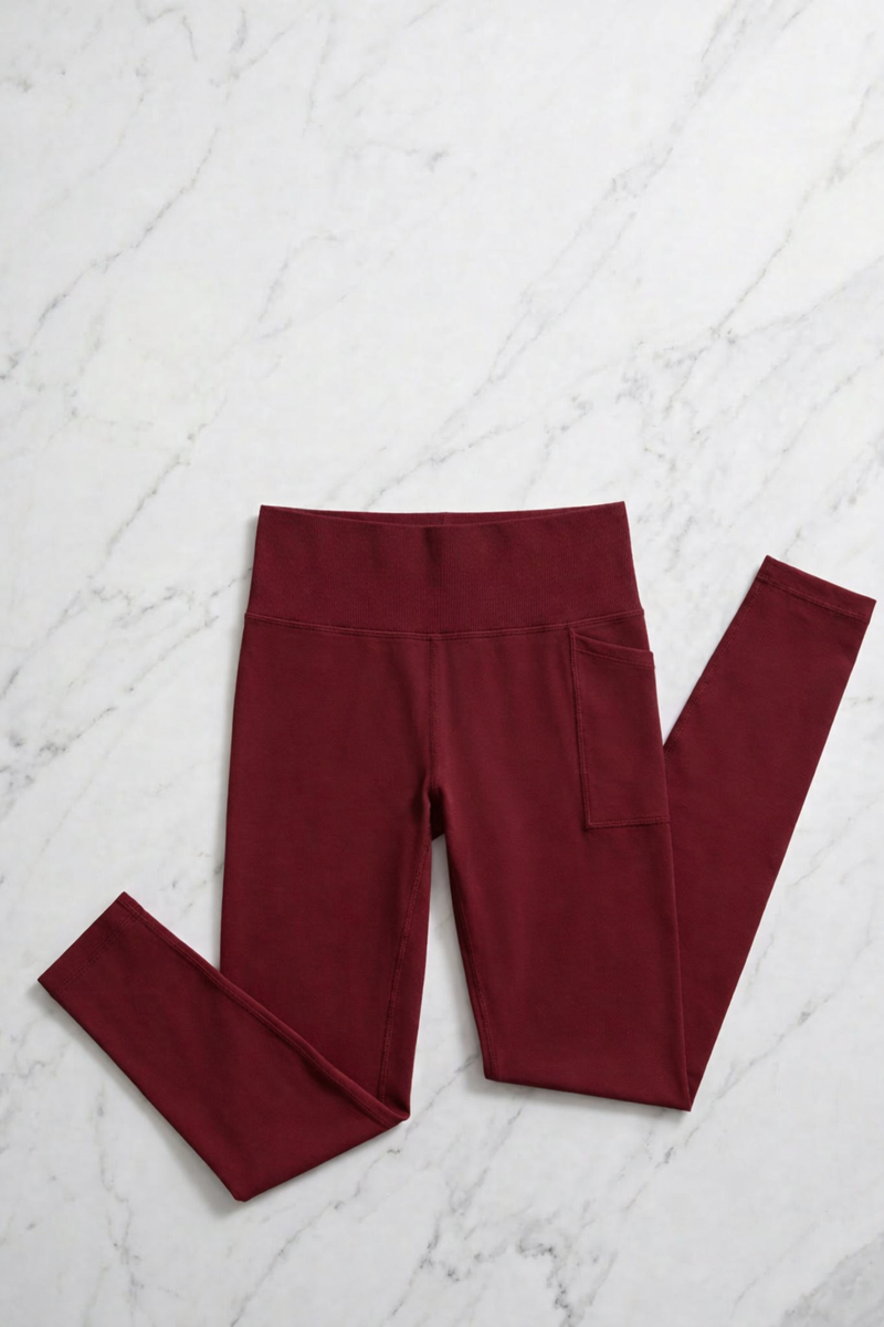 Leggings Sport con Tasca Bordeaux Curvy per Taglie Forti | Leela Lab