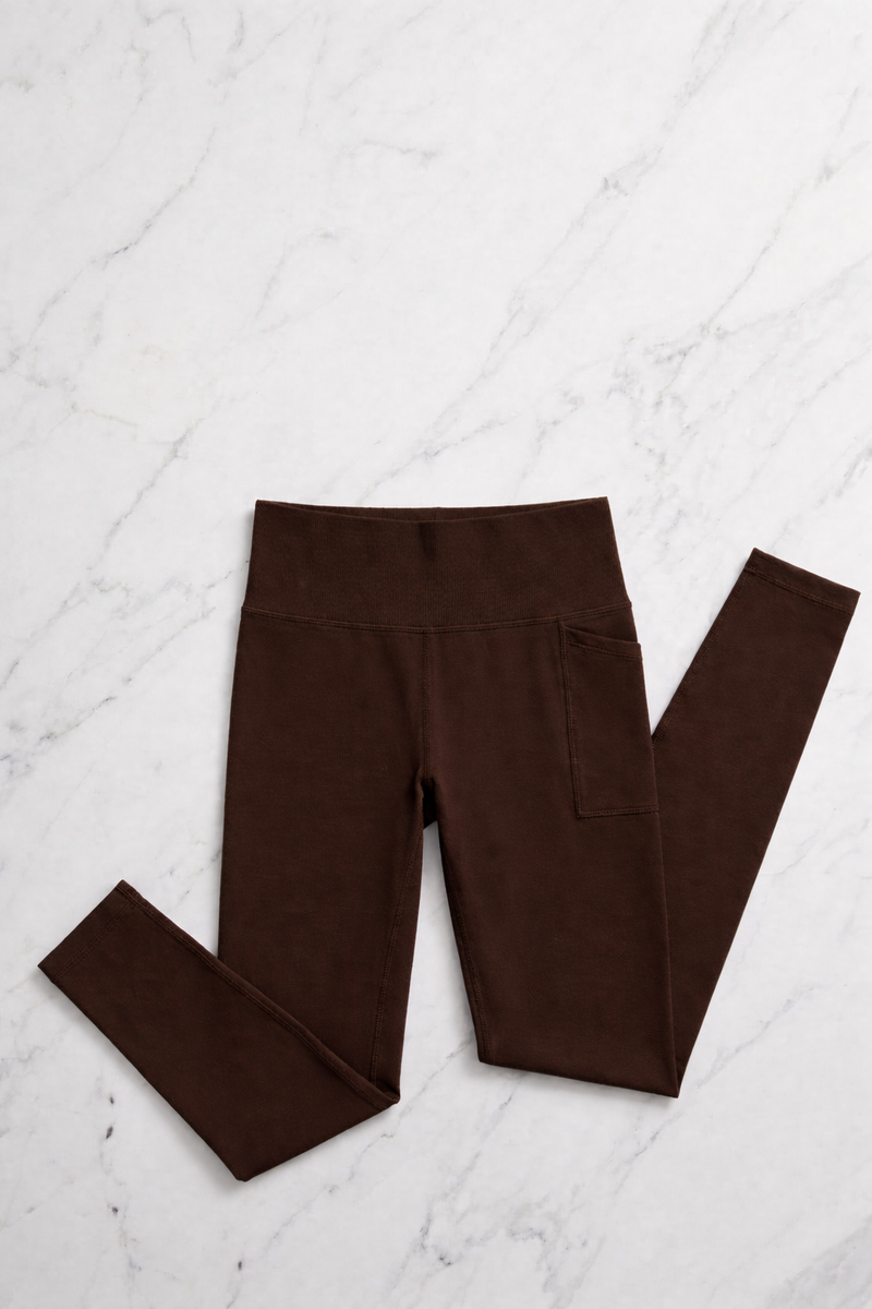 Leggings Sport con Tasca Caffè Curvy per Taglie Forti | Leela Lab
