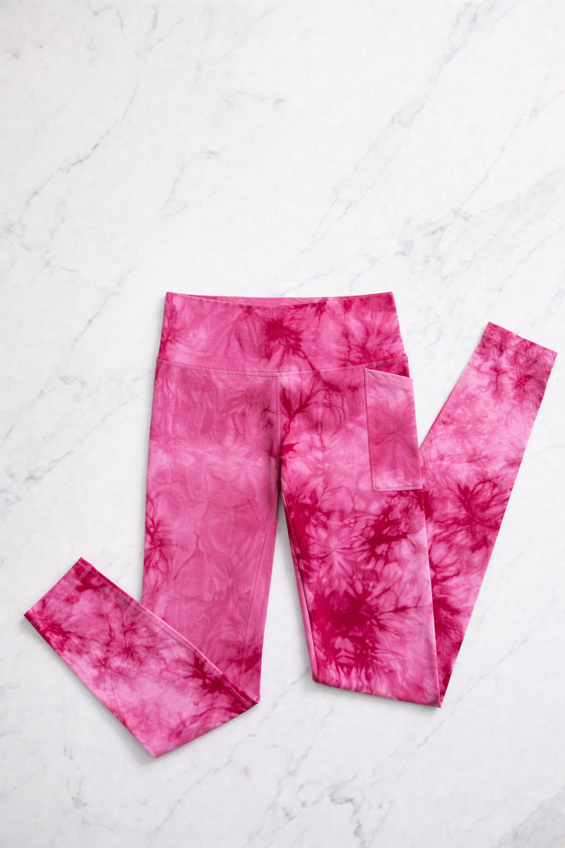 Leggings Sport con Tasca Cherry Tie Dye Curvy per Taglie Forti | Leela Lab
