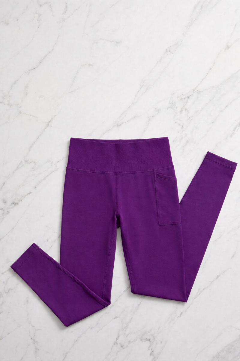Leggings Sport con Tasca Viola Curvy per Taglie Forti | Leela Lab