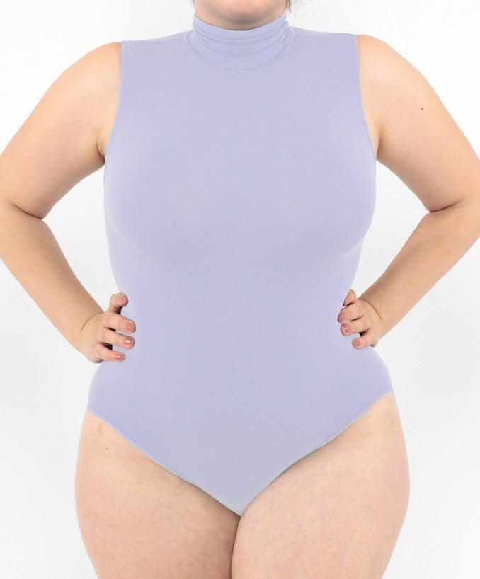Ärmelloser Rollkragenbody – Flieder