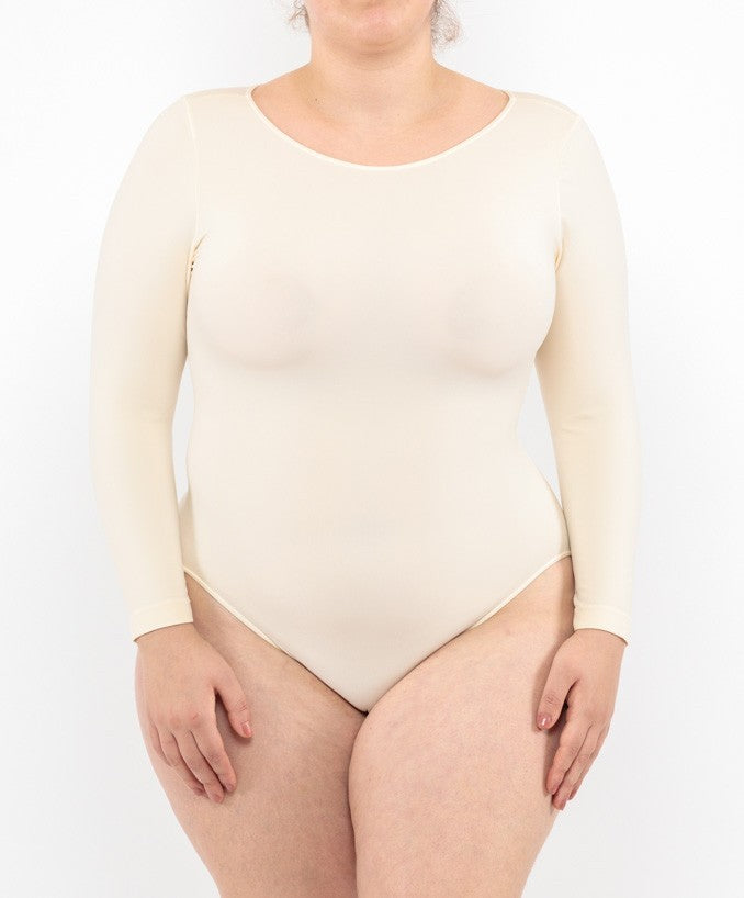 Body Curvy Manica Lunga Cipria Indossato Taglie Forti | Leela Lab