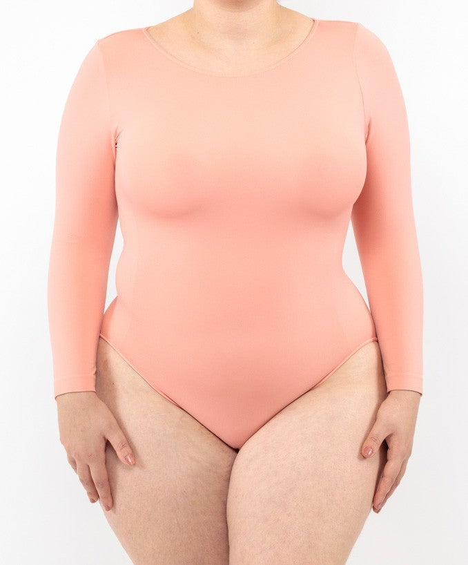 Body Curvy Manica Lunga Corallo Indossato Taglie Forti | Leela Lab