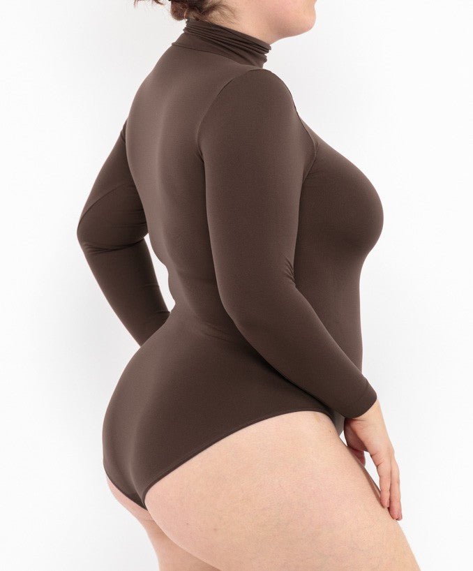 Langärmliger Rollkragenbody – Kaffee