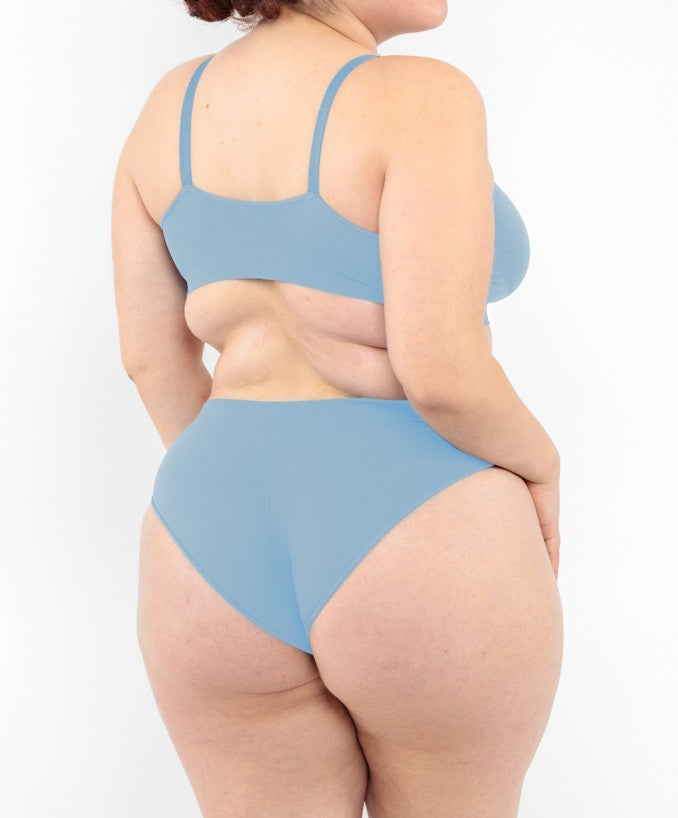 Bralette con Spallini Regolabili Blu Desaturato Curvy per Taglie Forti Plus Size Dietro | Leela Lab