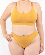 Bralette con Spallini Regolabili Ocra Curvy per Taglie Forti Plus Size | Leela Lab