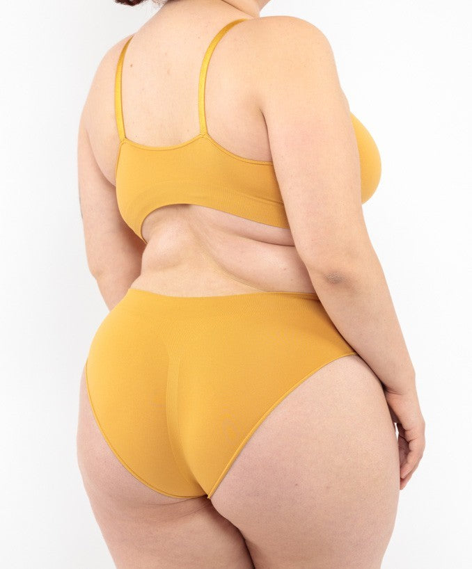 Bralette con Spallini Regolabili Ocra Curvy per Taglie Forti Plus Size Dietro | Leela Lab