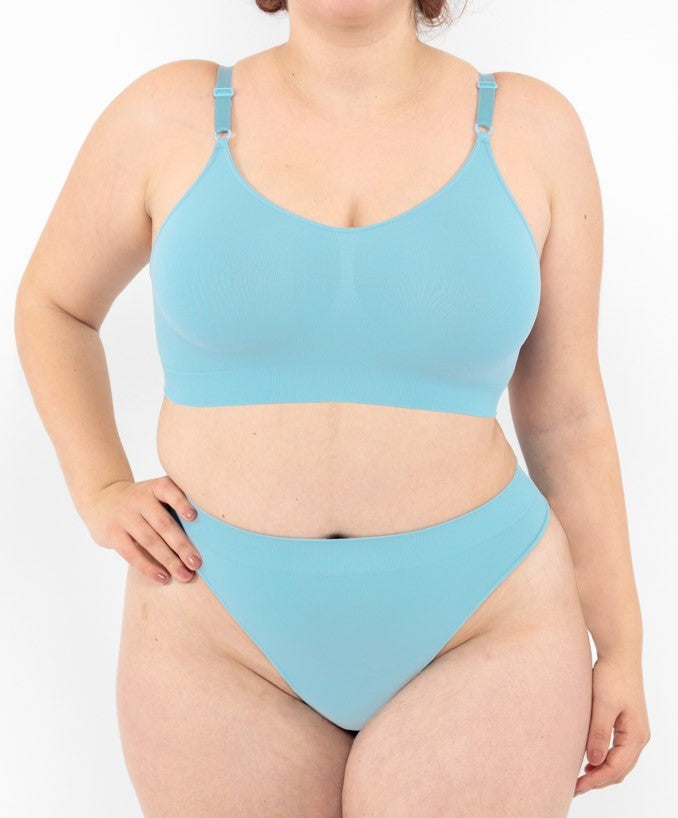 Bralette con Spallini Regolabili Verde Acqua Curvy per Taglie Forti Plus Size | Leela Lab