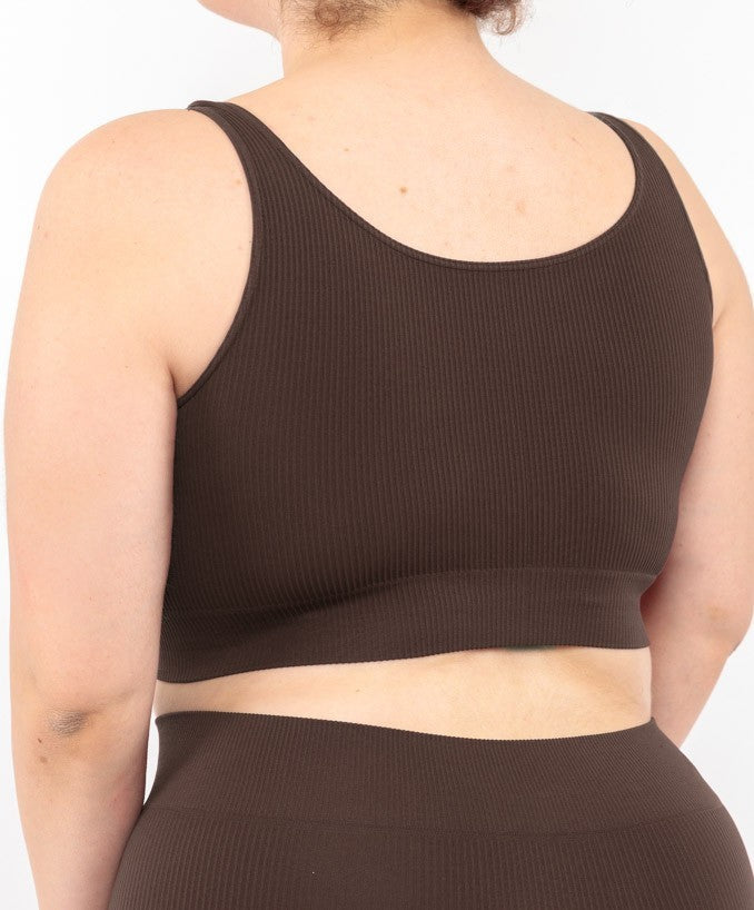 Bralette Costina Caffè Curvy per Taglie Forti Plus Size Dietro | Leela Lab