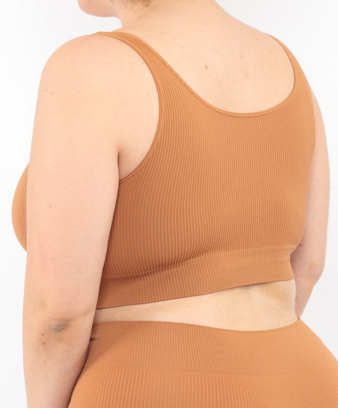 Bralette Costina Cammello Curvy per Taglie Forti Plus Size Dietro | Leela Lab
