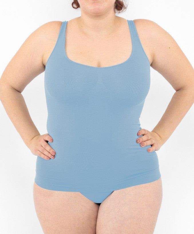 Canotta Basica Blu Desaturato Curvy per Taglie Forti Plus Size | Leela Lab