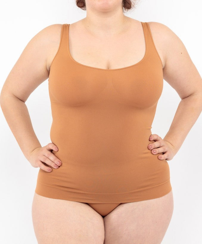Canotta Basica Cammello Curvy per Taglie Forti Plus Size | Leela Lab