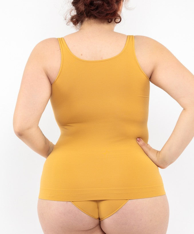 Canotta Basica Ocra Curvy per Taglie Forti Plus Size Dietro | Leela Lab