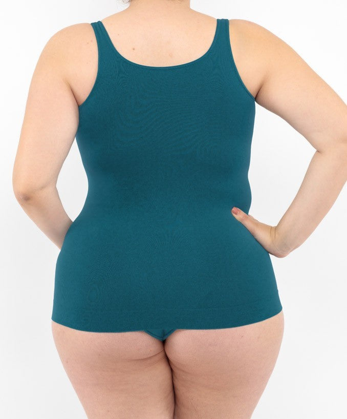 Canotta Basica Verde Petrolio Curvy per Taglie Forti Plus Size Dietro | Leela Lab