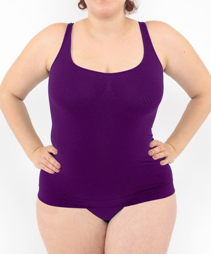 Canotta Basica Viola Curvy per Taglie Forti Plus Size Davanti | Leela Lab