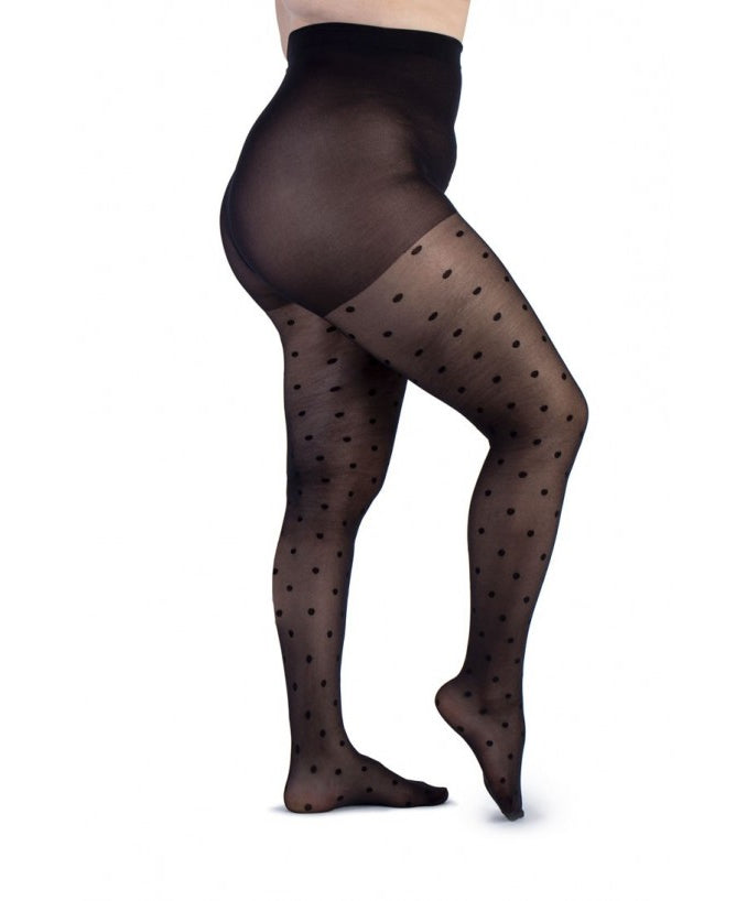 Collant Light con pois 30 Den Nero Curvy | Leela Lab