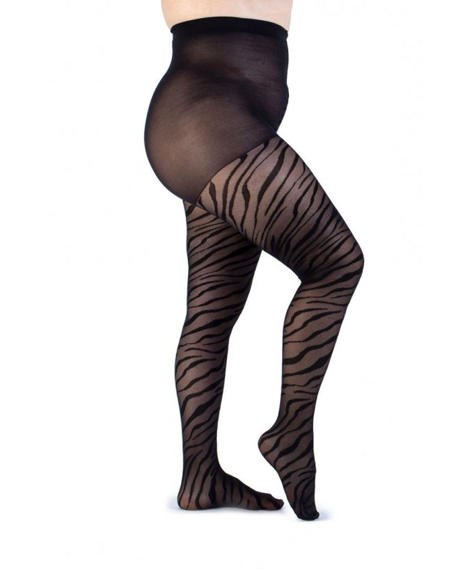 Collant Light Zebrato 30 Den Nero Curvy per Taglie Forti | Leela Lab