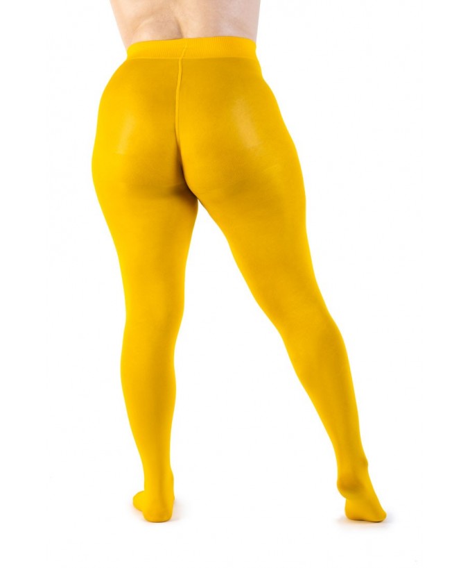 Dettagli Collant Supermatte 90 Den Senape Curvy per Taglie Forti | Leela Lab