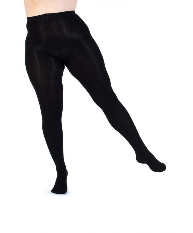 Collant Curvy 90 Den Cashmere Nero Indossato Taglie Forti | Leela Lab