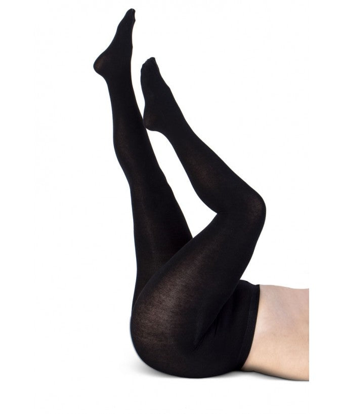 Dettaglio Cashmere Collant Supermatte 90 Den Nero Curvy | Leela Lab