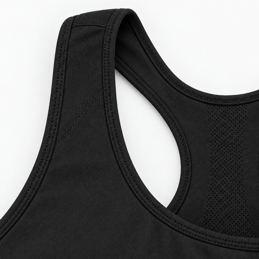Bralette Sportiva Compressiva con Zip Frontale ad Alto Sostegno - Nero