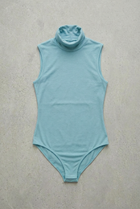 Ärmelloser Rollkragenbody – Aquagrün