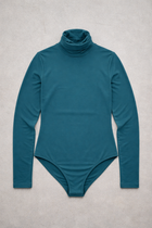 Body Manica Lunga Dolcevita Verde Petrolio Curvy per Taglie Forti | Leela Lab