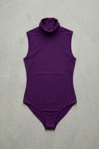 Ärmelloser Rollkragenbody – Lila