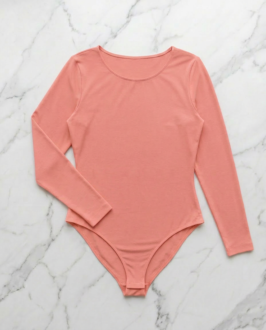Langärmeliger Body - Koralle
