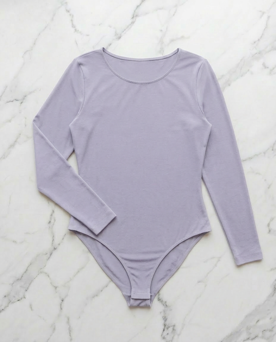 Langärmeliger Body – Flieder