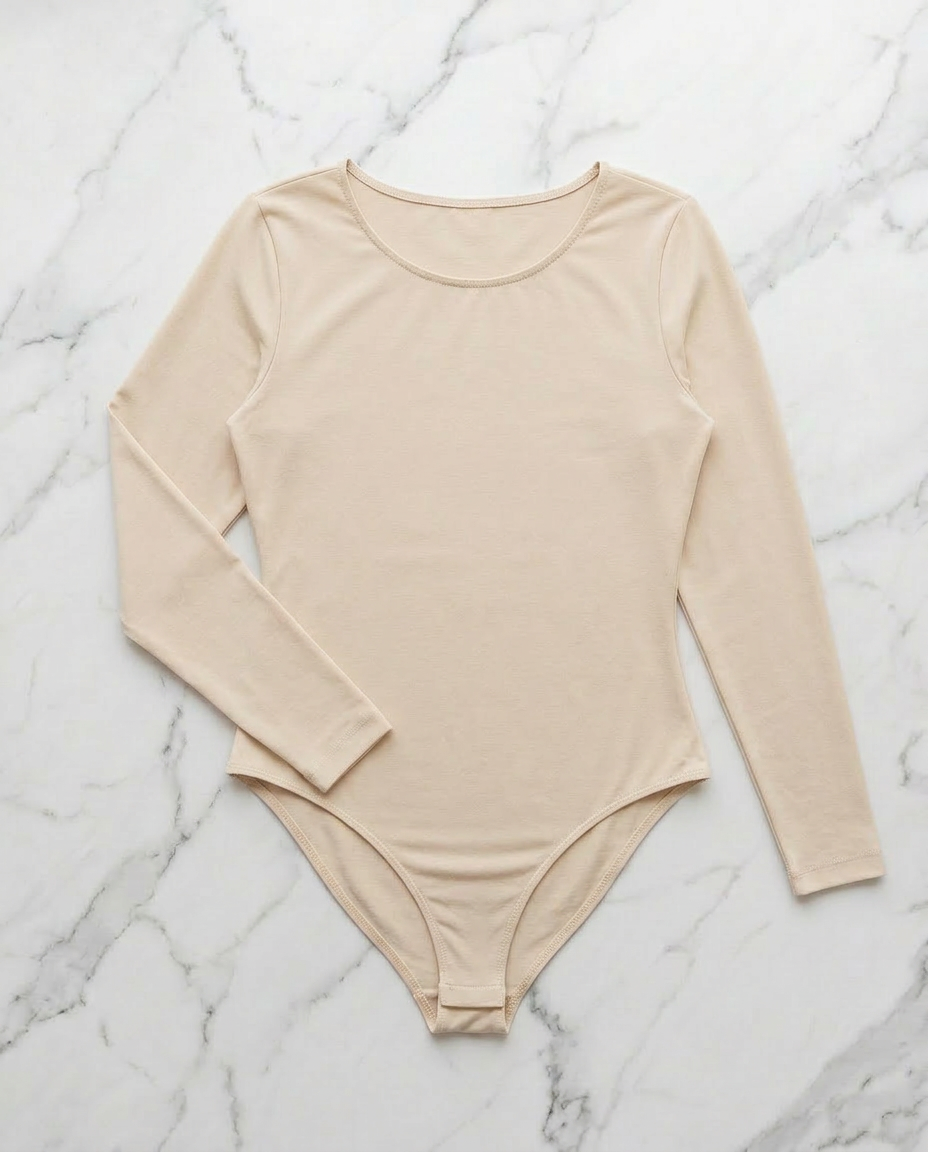 Langärmeliger Body - Puder