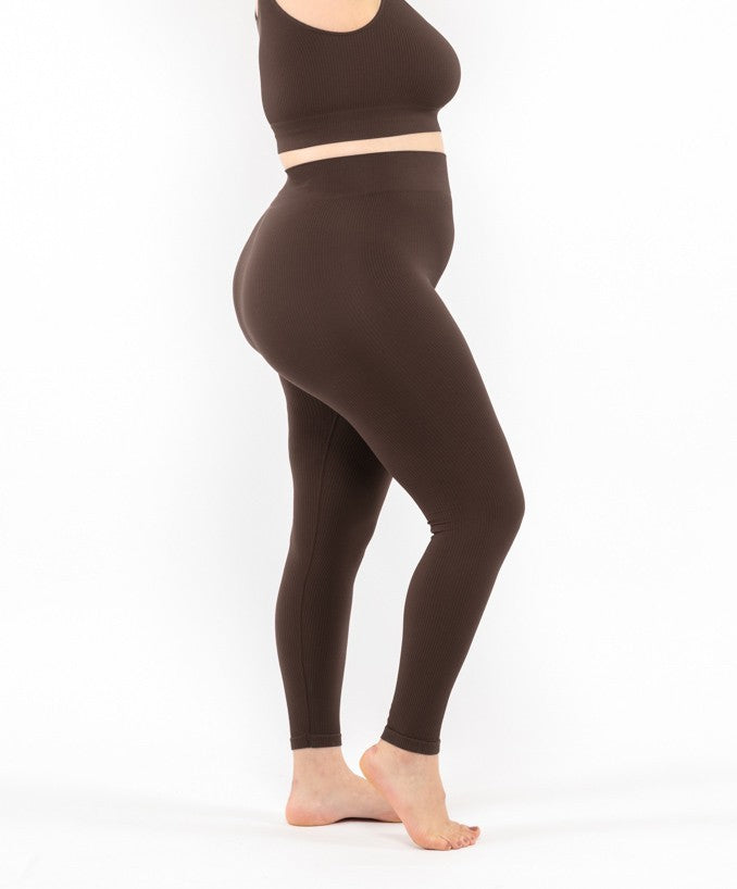 Gerippte Leggings – Kaffee