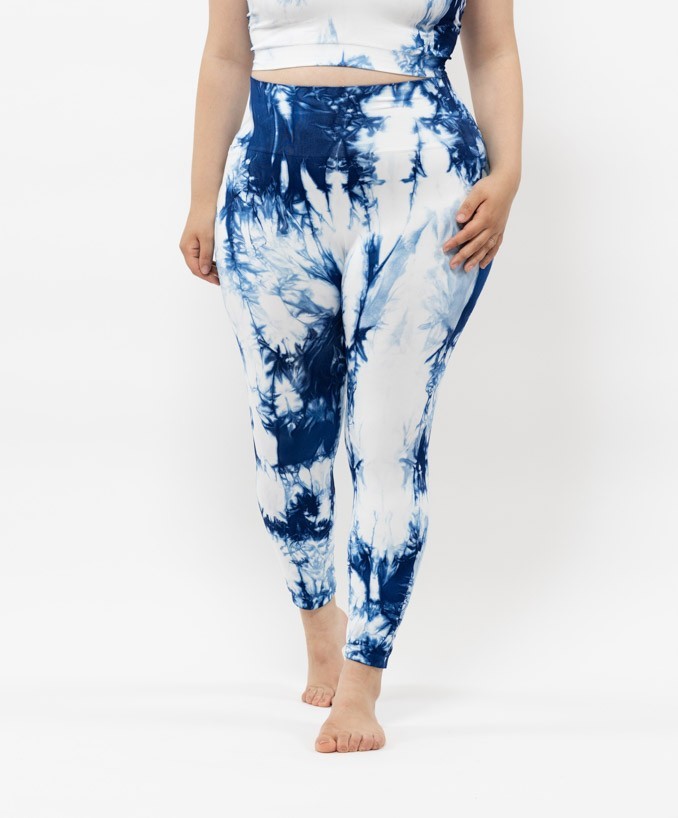 Sportleggings mit Tasche – Blau-Tie-Dye