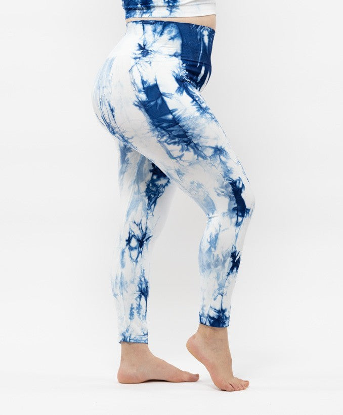 Sportleggings mit Tasche – Blau-Tie-Dye