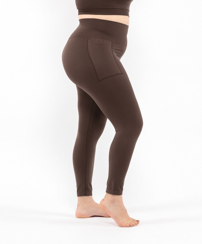 Sportleggings mit Tasche – Kaffee