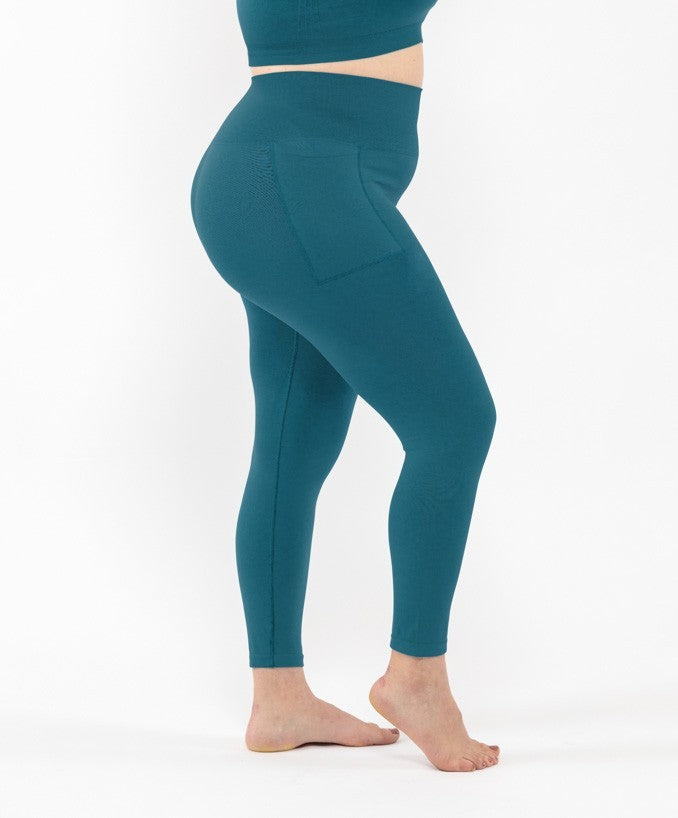 Sportleggings mit Tasche – Petrolgrün