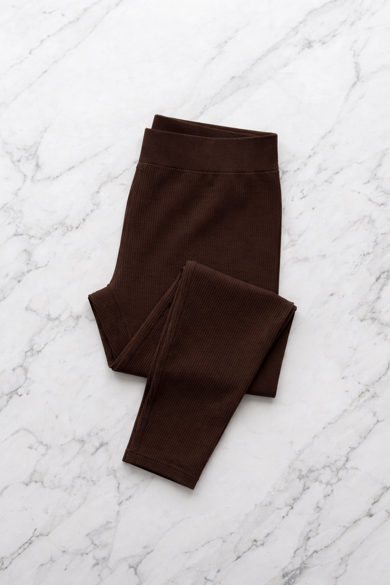 Gerippte Leggings – Kaffee