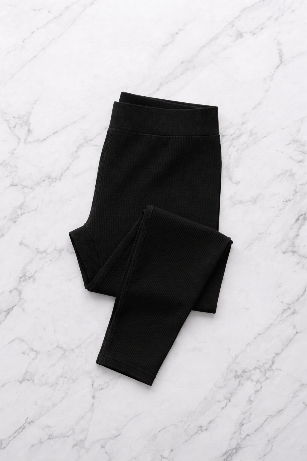 Gerippte Leggings – Schwarz